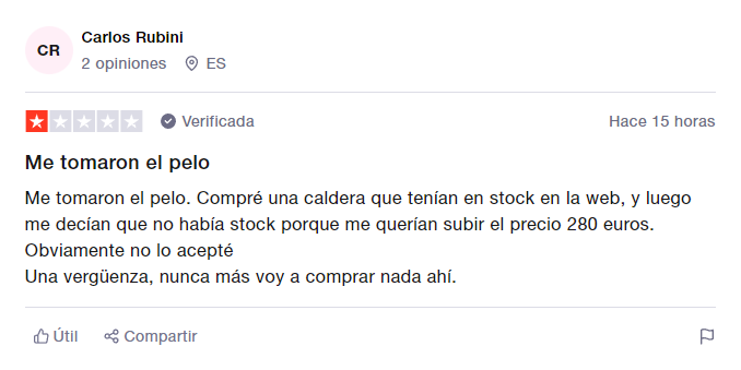 Opinión de clientes Gasfriocalor